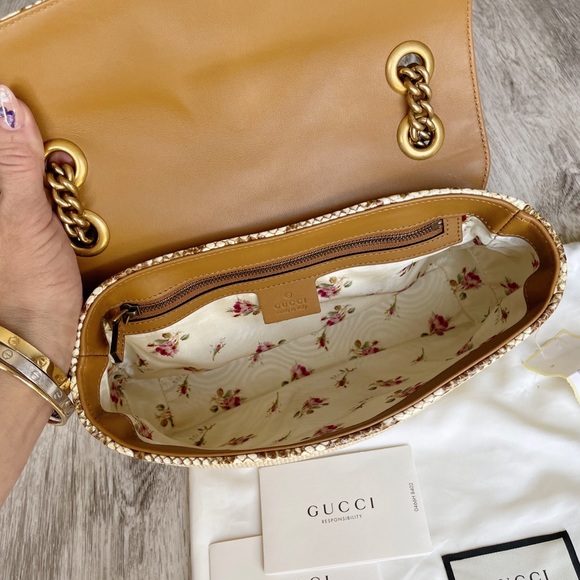 SOLD▪️Gucci Marmont Raffia Snake Crossbody Bag - Picture 6 of 15